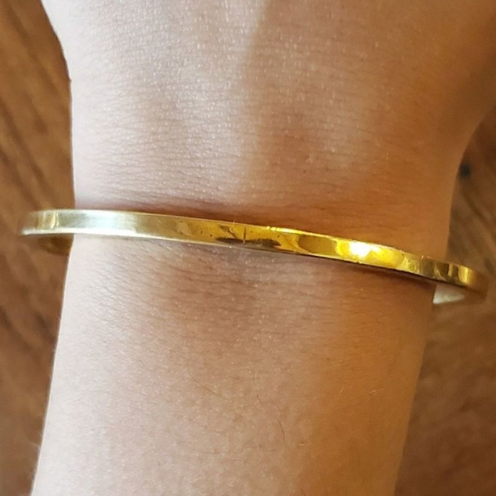 Vintage Gold Slim Hammered Bangle Bracelet